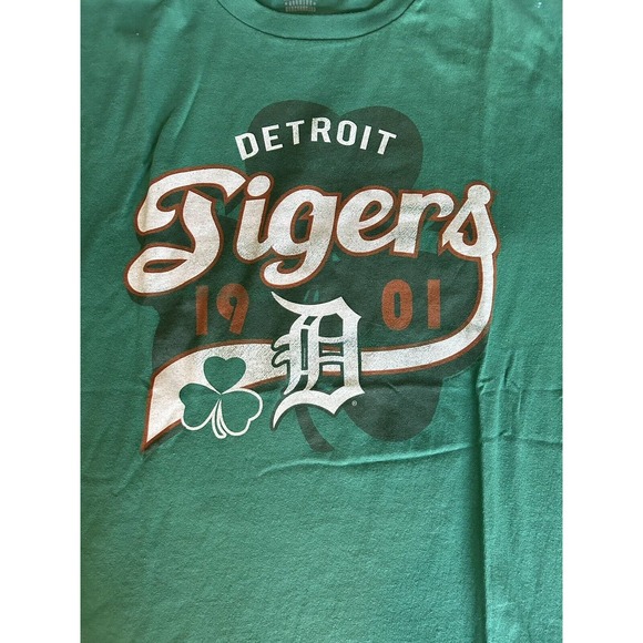 Vintage Detroit Tigers 1901 Shamrock St Patrick MLB Baseball T-Shirt Green Large - Picture 4 of 4